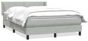 Κρεβάτι Boxspring με Στρώμα Ανοιχτό Γκρι 140x210 εκ. Βελούδινο - Γκρι