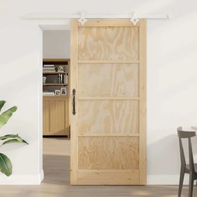vidaXL Συρόμενη Πόρτα Φυσικό και λευκό 93 x 202 cm