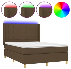 ΚΡΕΒΑΤΙ BOXSPRING ΜΕ ΣΤΡΩΜΑ &amp; LED ΣΚ.ΚΑΦΕ 140X190ΕΚ. ΥΦΑΣΜΑΤΙΝΟ 3138872