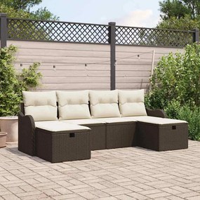 vidaXL Σετ Καναπέ Κήπου 6 pcs Καφέ και κρεμ 231 x 117 x 85 εκ