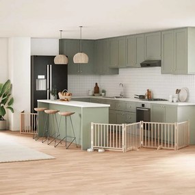 Διαχωριστικό Σκύλων/Πόρτα Πτυσσόμενο 8 Πάνελ 640 εκ Ξύλο Λεύκας