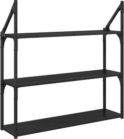 vidaXL Ράφι Τοίχου Μαύρη Οξυά 80 x 21 x 78,5 cm Επεξεργασμένο ξύλο