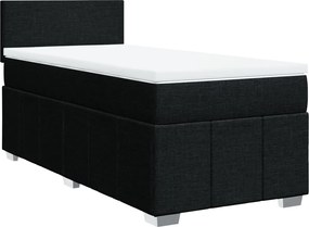 vidaXL Κρεβάτι Boxspring με Στρώμα Μαύρο 100 x 200 εκ. Υφασμάτινο