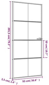 Εσωτερική Πόρτα Μαύρη 93 x 201,5 εκ. Ψημένο Γυαλί &amp; Αλουμίνιο - Μαύρο