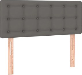 vidaXL Κρεβάτι Boxspring με Στρώμα &amp; LED Γκρι 90x200 εκ. Συνθ. Δέρμα