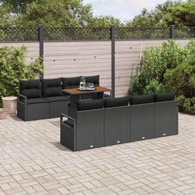 vidaXL Σετ Καναπέ Κήπου με αποθήκευση 9 pcs Μαύρο Πολυ ράταν