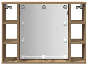 vidaXL Έπιπλο Καθρέπτη με LED Αρτισιανή Δρυς 76x15x55 εκ. Επεξ. Ξύλο