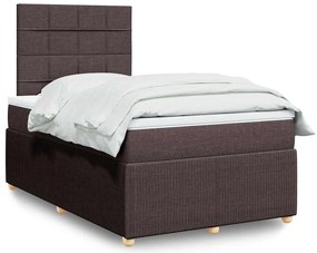 VidaXL Κρεβάτι Boxspring με Στρώμα Σκούρο Καφέ 120x190 εκ Υφασμάτινο
