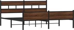 vidaXL Σκελετός Κρεβ. Χωρίς Στρώμα Καφέ Δρυς 180x200 εκ. Μεταλλικό