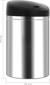 vidaXL Καλάθια Υπολειμμάτων Μαύρο Ανοξείδωτο ατσάλι