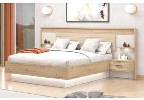 Κρεβάτι MODENA 180 PLUS Υπέρδιπλο με 2 Κομοδίνα Cashmere-Artisan με Μπέζ Ύφασμα 180x200εκ. 288x209x116 εκ.