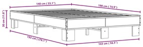 ΠΛΑΙΣΙΟ ΚΡΕΒΑΤΙΟΥ ΚΑΦΕ ΔΡΥΣ 140X190 ΕΚ. ΕΠΕΞ. ΞΥΛΟ &amp; ΜΕΤΑΛΛΟ 845901