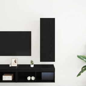 vidaXL Τοίχου Μονάδα Τηλεόρασης Μαύρη Δρυς - 30.5 x 30 x 90 εκ, Από Επεξεργασμένο Ξύλο