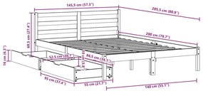 Σκελετός Κρεβατιού Χωρίς Στρώμα Καφέ 140x200 Μασίφ Ξύλο Πεύκου - Καφέ