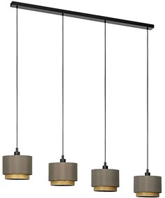 Φωτιστικό Οροφής - Ράγα Marchena 390121 146x23x150cm 4xE27 40W Cappuccino-Brown Eglo Steel,Fabric,Wood