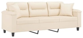 vidaXL Καναπές Τριθέσιος Beige 180 εκ. από Μικροΐνες με Μαξιλάρια