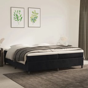 vidaXL Κρεβάτι Boxspring με Στρώμα Μαύρο 200x200 εκ. Βελούδινο