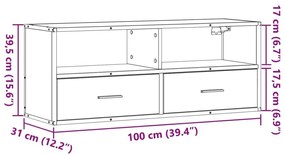 Έπιπλο Τηλεόρασης Γκρι Sonoma 100x31x39,5 εκ. Επεξ.Ξύλο/Μέταλλο - Γκρι