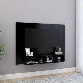 Έπιπλο Τηλεόρασης Τοίχου Μαύρο 120 x 23,5 x 90 εκ. Μοριοσανίδα - Μαύρο