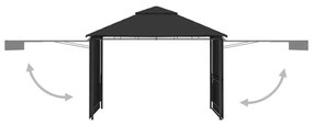 Κιόσκι με 2 Επεκτεινόμενες Οροφές Ανθρακί 3x3x2,75 μ. 180 γρ/μ² - Ανθρακί