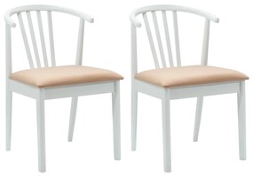 vidaXL Καρέκλα τραπεζαρίας 2 pcs Λευκό και Καφέ Καθαρό Καουτσούκ