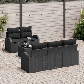 vidaXL Σετ Καναπέ Κήπου με μαξιλάρι 6 pcs Μαύρο 55 x 55 x 37 εκ