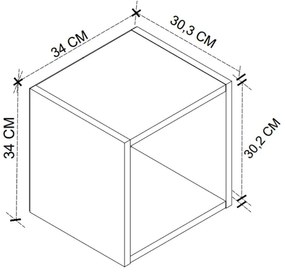 Κομοδίνο επιτοίχιο Beny Megapap χρώμα λευκό 34x30,3x34εκ.