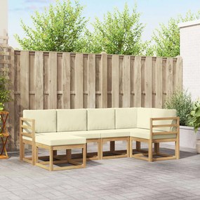 vidaXL Σειρά Καναπέ Εξωτερικού 6 pcs Λευκό και Κρεμ Πολυεστέρας