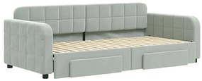 vidaXL Καναπές Κρεβάτι Συρόμενος Αν. Γκρι 90x190 εκ Βελούδο &amp; Συρτάρια