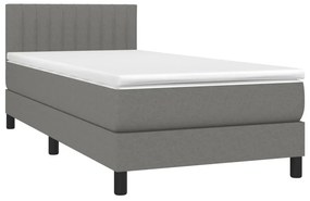vidaXL Κρεβάτι Boxspring με Στρώμα &amp; LED Σκ.Γκρι 80x200 εκ. Υφασμάτινο