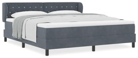 vidaXL Κρεβάτι Box Spring με Στρώμα Σκοτεινό Γκρι 180x200 εκ Βελούδο