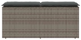 Πάγκος κήπου με μαξιλάρι γκρι 110x40x44 cm Poly Rattan - Γκρι