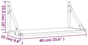 Ραφιέρες Τοίχου 2 τεμ. Καπνιστή Δρυς 60x25x25,5εκ. Επεξ. Ξύλο - Καφέ