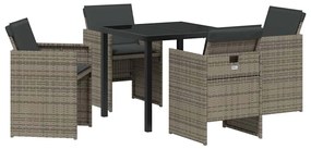 vidaXL Σέτ φαγητού για κήπο με μαξιλάρι 5 pcs Γκρι Πολυ ράταν