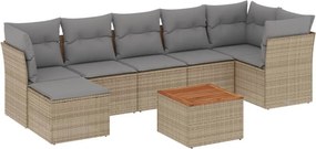vidaXL Patio Sofa Set 7-θέσια Μικτό μπεζ και γκρι