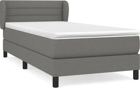 vidaXL Κρεβάτι Boxspring με Στρώμα Σκούρο Γκρι 90x190 εκ. Υφασμάτινο