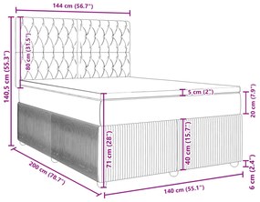 Κρεβάτι Boxspring με Στρώμα Μαύρο 140x200 εκ. Υφασμάτινο - Μαύρο