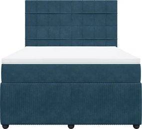 vidaXL Κρεβάτι Boxspring με Στρώμα Μπλε 160x200 εκ. Βελούδινο