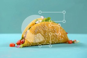 Intra Συλλεκτικό Ξύλινο Παζλ Plywood 4mm - Φρέσκα Tacos σε τιρκουάζ φόντο Σε Ξύλινο Κουτί - Διαστάσεις: 10x10 cm – 25 κομμάτια