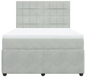 Κρεβάτι Boxspring με Στρώμα Ανοιχτό Γκρι 160x200 εκ. Βελούδινο - Γκρι