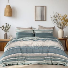 Beauty Home Σετ σεντόνια φανελένια μονά με λάστιχο Monet Art 12331 105x200+32 Πράσινο