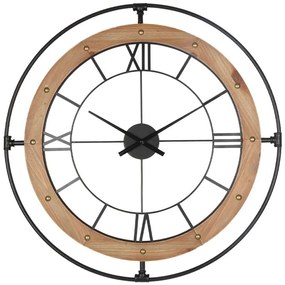 Ρολόι Τοίχου 15-00-94259 Φ76x4,5cm Natural-Black Marhome Mdf, Metal