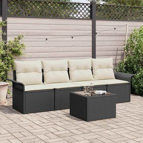 vidaXL Σετ Καναπέ με μαξιλάρι 5 pcs Μαύρο συνθετικό ρατάν