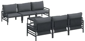 vidaXL Σετ Καναπέ Κήπου με μαξιλάρι 7 pcs Μαύρο Ατσάλι