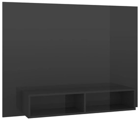 Έπιπλο Τηλεόρασης Τοίχου Γυαλ. Γκρι 120x23,5x90 εκ. Μοριοσανίδα - Γκρι