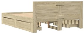 vidaXL Πλαίσιο Κρεβατιού με Κεφαλάρι Sonoma Δρυς 140x190εκ. Επεξ. Ξύλο