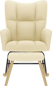 vidaXL Πολυθρόνα Κουνιστή Κρεμ Υφασμάτινη με Υποπόδιο