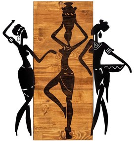 Διακοσμητικό Τοίχου Afrikan 279ENZ1765 54x58cm Walnut-Black Wallity Μέταλλο,Ξύλο