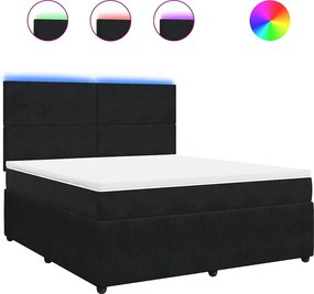 vidaXL Κρεβάτι Boxspring με Στρώμα Μαύρο 180x200 εκ. Βελούδινο