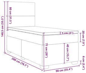 Κρεβάτι Boxspring με Στρώμα Σκούρο Πράσινο 90x200 εκ. Βελούδινο - Πράσινο